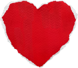 Red & White Torn Paper Heart