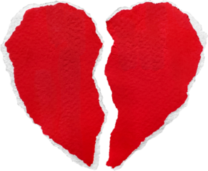 Red & White Torn Paper Heart