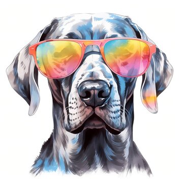 recommend clip art: Great Dane. Cool Dog. German Mastiff. German Boarhound clipart. Watercolor illustration. Generative AI. Detailed illustration.
