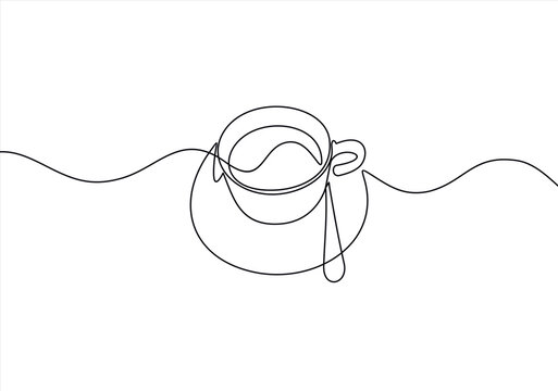 recommend clip art: Hot coffee cup aroma steam in continuous line art drawing style. Black linear design isolated on white background. Vector illustration