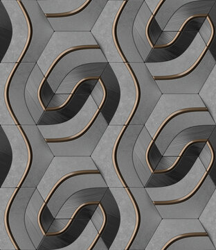 Abstract 3D Geometric Seamless Pattern Design
