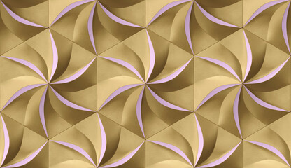 Golden Floral Hexagon Pattern Wallpaper Design