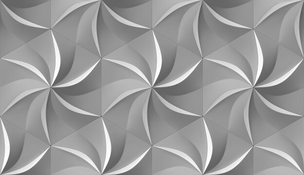 Abstract Floral Hexagon Pattern in Grayscale