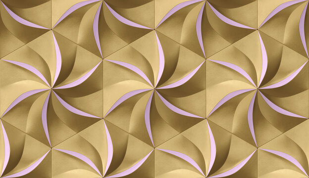 Golden Floral Hexagon Pattern Wallpaper Design