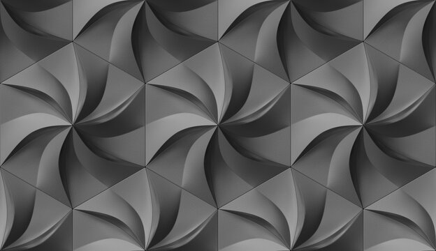 Abstract gray hexagonal floral 3D wall panel design
