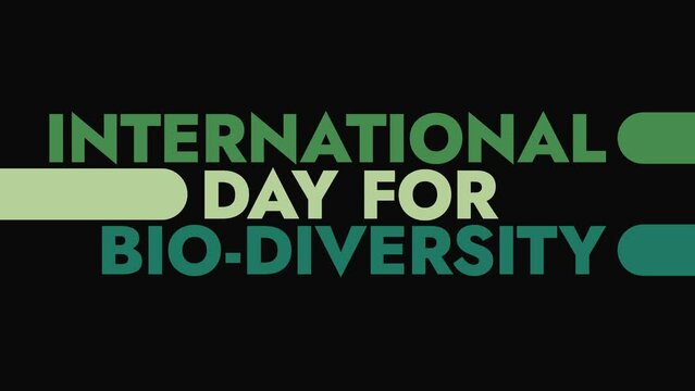 International Day For Biological Diversity colorful motion graphics seamlessly loopable text animation on black background great for international day for biodiversity in may