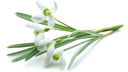 Fototapeta premium Snowdrop Flowers Isolated on White Background with Clipping Path