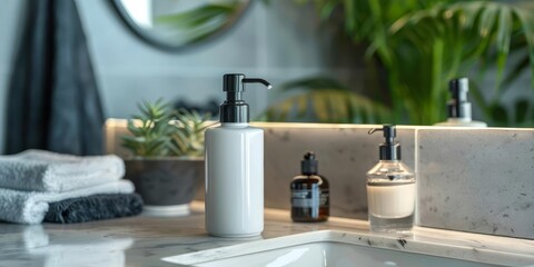 Basic face cream pump on a bathroom counter