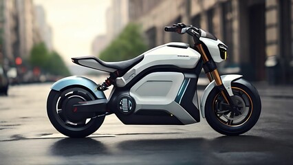 Obraz premium Electric motorcycle on the street