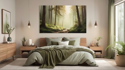 Realistic hotel bedroom, Generative Ai
