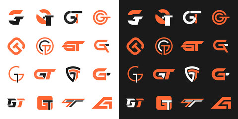 Set of letter GT logo icon vector symbol abstract creative collection