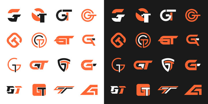 Set of letter GT logo icon vector symbol abstract creative collection