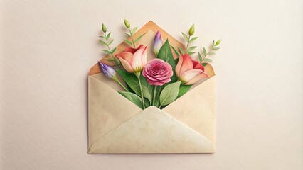 Letter with flower background. 