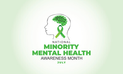 National Minority mental health awareness month. background, banner, card, poster, template. Vector illustration.