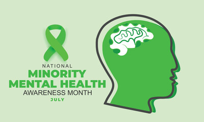 National Minority mental health awareness month. background, banner, card, poster, template. Vector illustration.