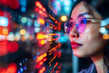 A woman engages with artificial intelligence via her laptop, seeking information. The setting appears modern and focused on technology. AI-generated.