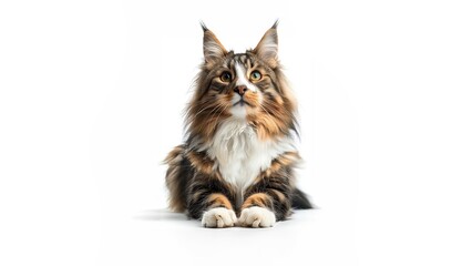 Maine Coon - Norwegian Forest Cat isolated white background