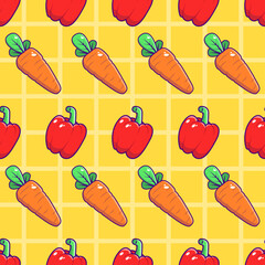 cute paprika and carrot seamless pattern vector background
