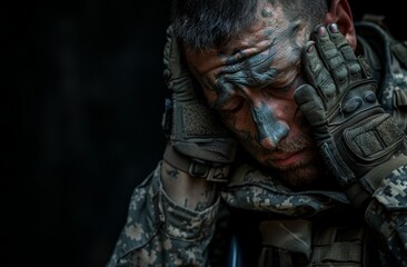 Soldier Grappling with Inner Turmoil - The Silent Battle of PTSD