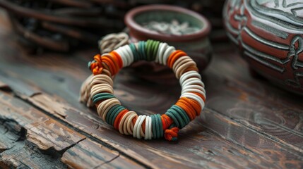 Naklejka premium Handmade bracelet made with colorful ropes