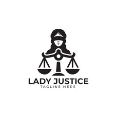 Lady Justice logo vector illustration design. Law court symbol