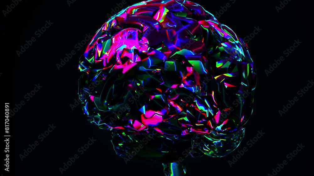 Poster glossy neon brain. computer generated 3d render
