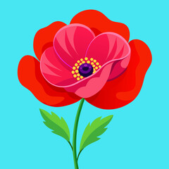 Bright red poppy flower vector illustration 