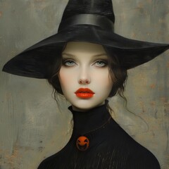 Portrait of a witch with a hat