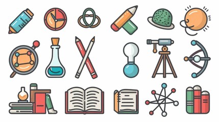 Obraz premium Education and School Subjects Represented by Iconic