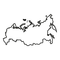 Outline solid map of Russia in vector format
