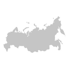 Detailed grey outline of Russia in vector format