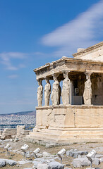 Caryatides, Erechtheion temple Acropolis in Athens, Greece