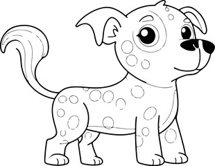 Hand drawn cute dog coloring page or lineart