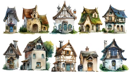 Obraz premium Enchanting Storybook Cottages in a Whimsical Village Landscape
