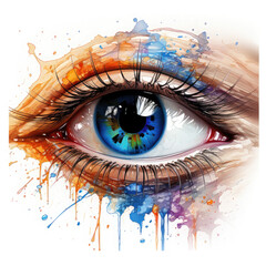 Watercolor Eye Art Illustration, Generative Ai