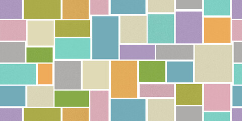 Geometric background of colorful square patterns with noise texture. 