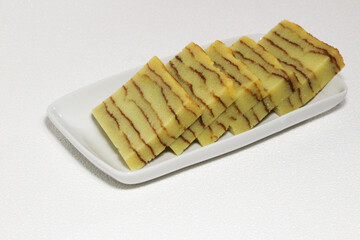 Maksuba layer cake. A typical layer cake of Palembang, South Sumatra, made from lots of eggs, sugar and milk, the texture is soft and sweet.