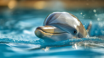 dolphin swims in the sea