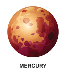 Mercury planet. Vector illustration isolated on white background