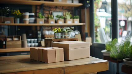 Sustainable Packaging Boxes in a Modern Eco-Friendly Store