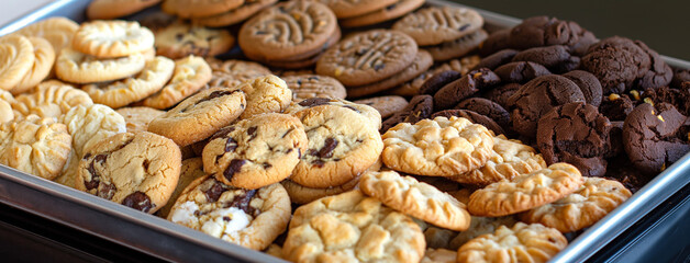 Uma bandeja cheia de biscoitos variados