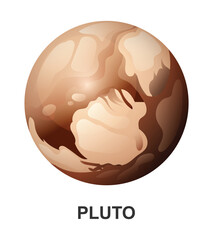 Pluto planet. Vector illustration isolated on white background