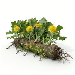 Obraz premium Detailed 3D model of dandelion plant isolated on white background