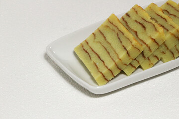 Maksuba layer cake. A typical layer cake of Palembang, South Sumatra, made from lots of eggs, sugar and milk, the texture is soft and sweet.