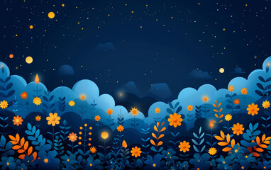 Flat background with abstract design in yellow and blue, featuring geometric shapes and patterns.