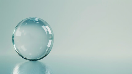A clear glass sphere sits on a table