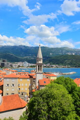 
Budva, Montenegro - May 04, 2024 : Old Town and Fort Walls at Adriatic Sea Coast Sapring Afternoon.
