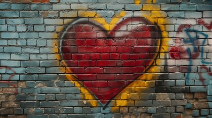 A graffiti-like heart drawing graffiti on a street wall