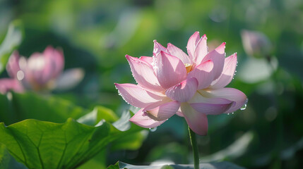 Fototapeta premium close up of pink lotus flower bloom