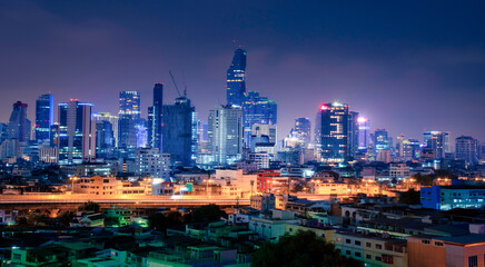 Fototapeta premium Bangkok city downtown at twilight time in Thailand